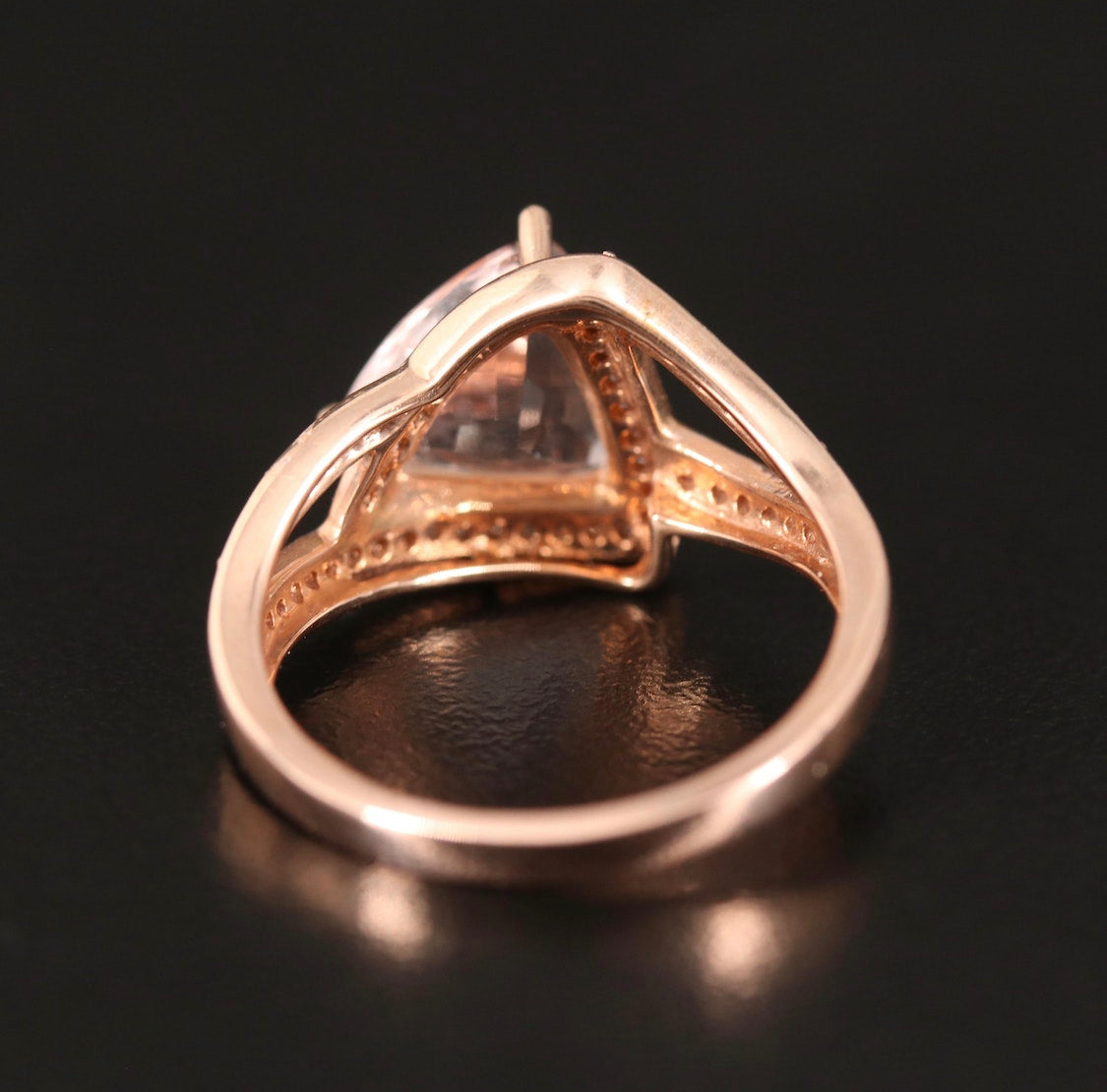 10K Rose Gold Morganite and Diamond Ring