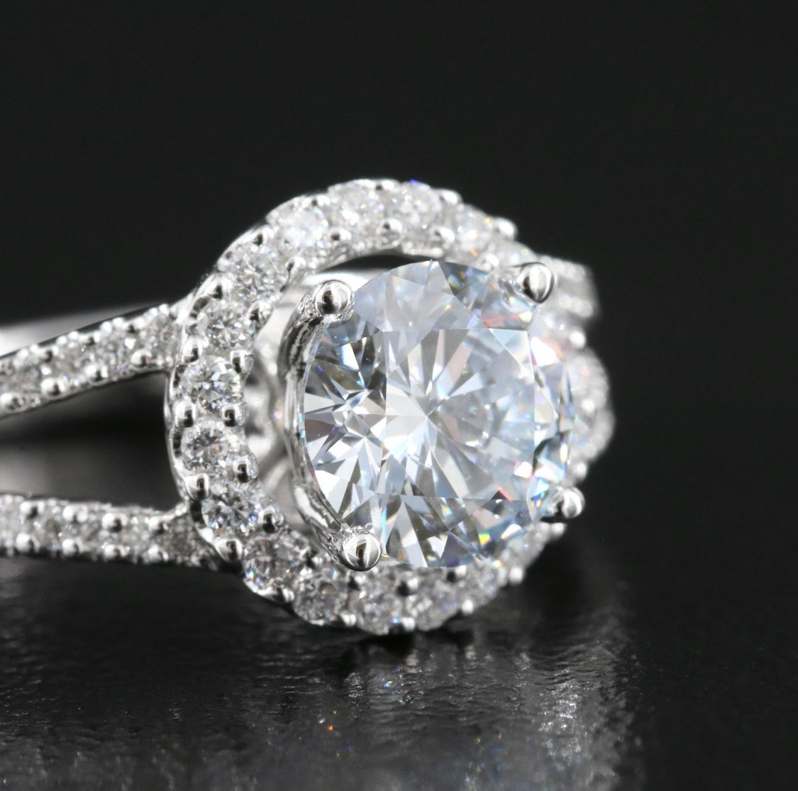 Platinum 1.62 CTW Lab Grown Diamond Halo Ring