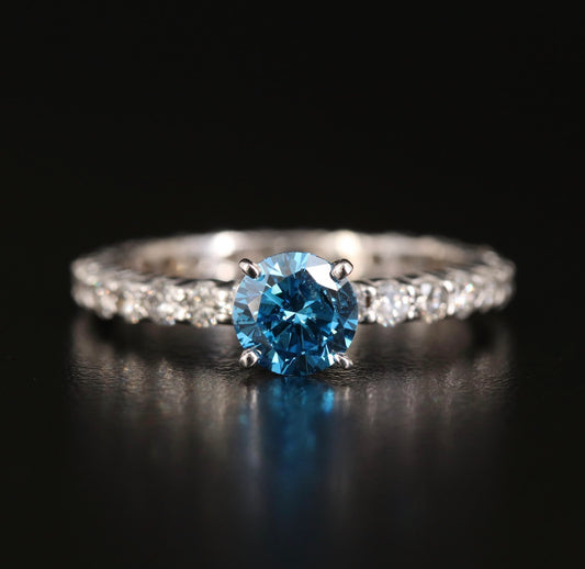 14K 2.45 CTW Diamond Ring with Fancy Blue Center